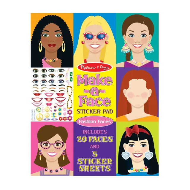 Melissa & Doug Make-a-Face Fashion Faces Stickerheft 250 Sticker