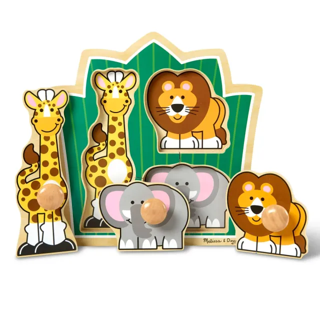 Melissa & Doug Jungle Friends Jumbo Knob Puzzle Holzpuzzle 3 Teile mit Griffen