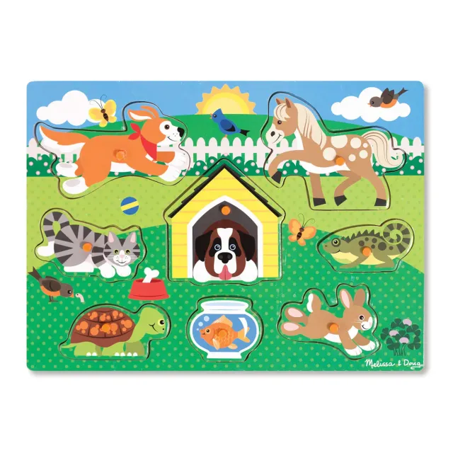 Melissa & Doug Pets Steckpuzzle Holz 8 Teile Haustiere
