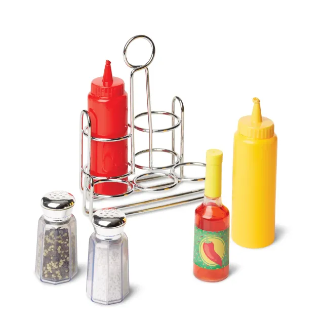 Melissa & Doug Condiments Spielset Spielküche 6-tlg Metallkorb