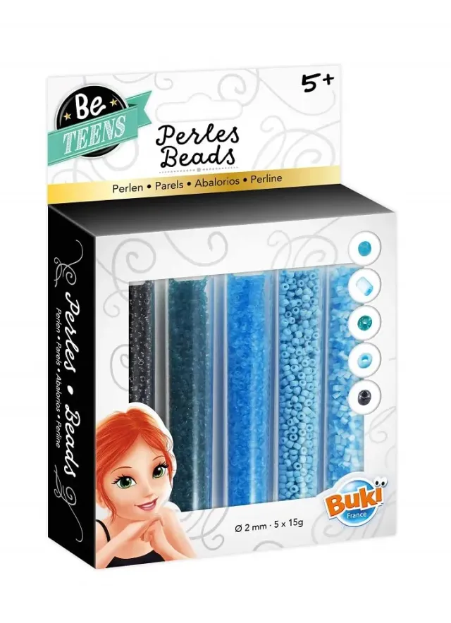 Buki Be Teens Perlen Bastelset Blau 5 Röhrchen 2 mm Schmuck