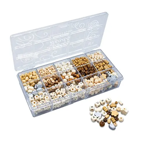 Buki France PE014 Holzperlen Box Natur 90 g Buchstaben