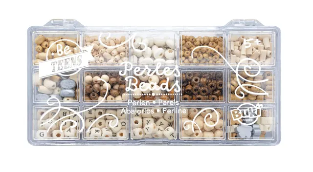 Buki France PE014 Holzperlen Box Natur 90 g Buchstaben