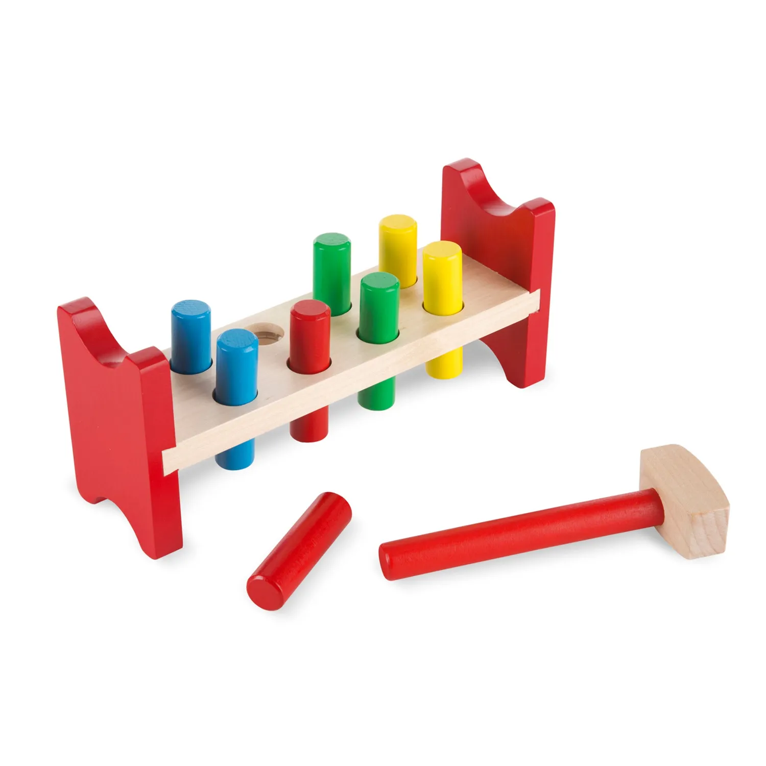 Melissa & Doug Pound-a-Peg Klopfbank Holz mit Hammer 8 Zapfen