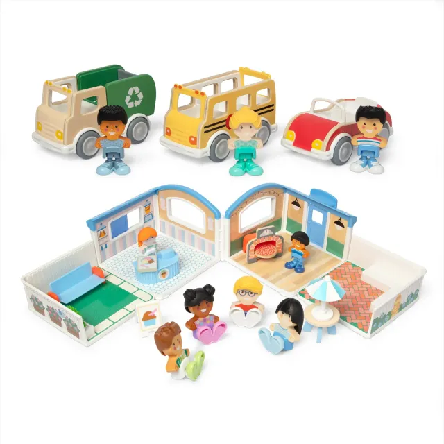 Melissa & Doug Cheery Lane Bustling Town Bundle Spielstadt Holz