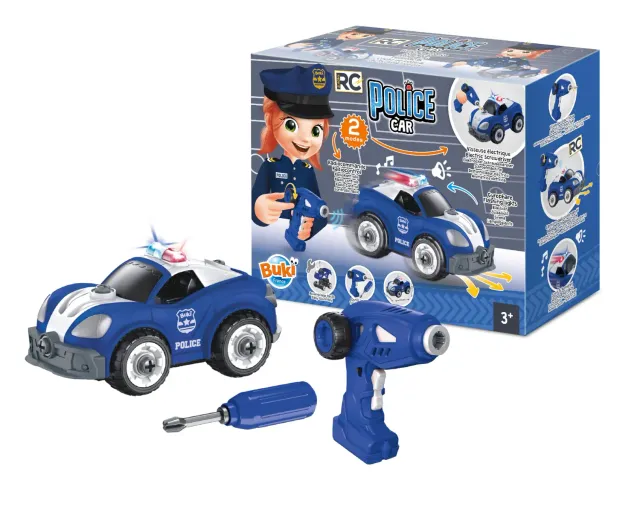 Buki 9023 RC-Polizeiauto zum Schrauben mit Fernbedienung