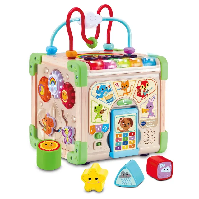 VTech Holz-Spielwürfel Interaktiv FSC Lernwürfel 12-36 Monate