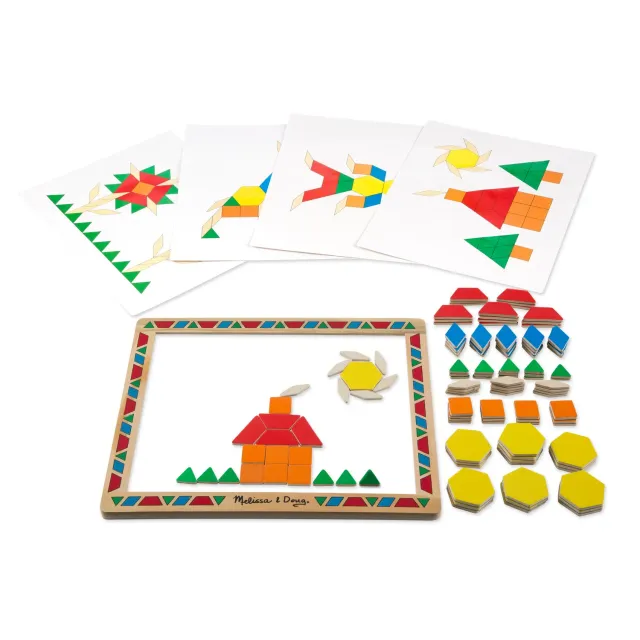 Melissa & Doug Wooden Magnetic Pattern Block Kit Legespiel 120-tlg