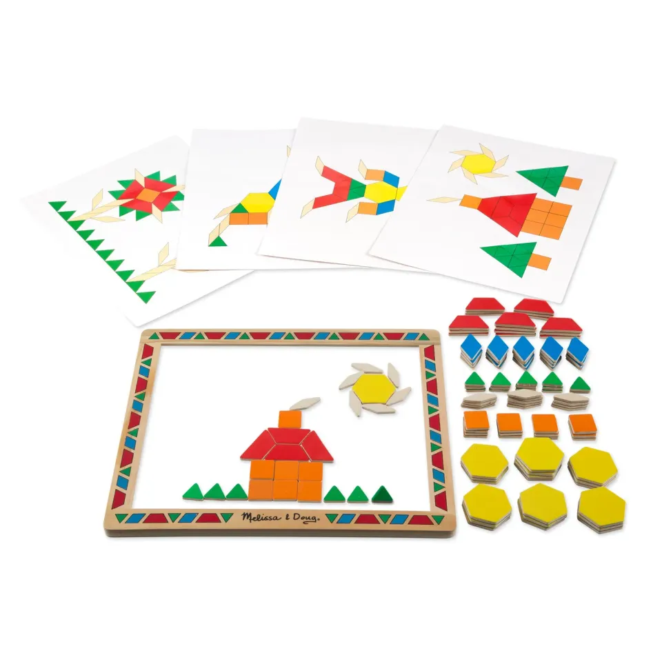 Melissa & Doug Wooden Magnetic Pattern Block Kit Legespiel 120-tlg