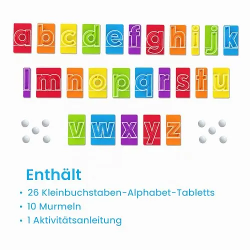 Learning Resources MarbleTracers Kleinbuchstaben 26 Tafeln Sensorik