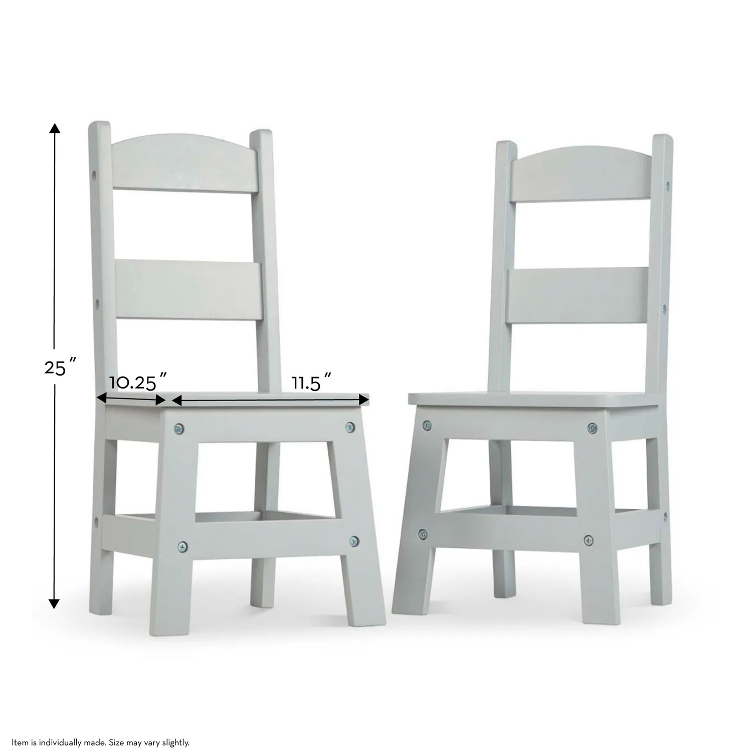 Melissa & Doug Kinderstuhl Holz Grau 2er-Set 28 cm