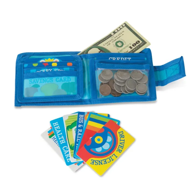 Melissa & Doug Pretend-to-Spend Wallet Spielgeld-Set Geldbörse 45-teilig