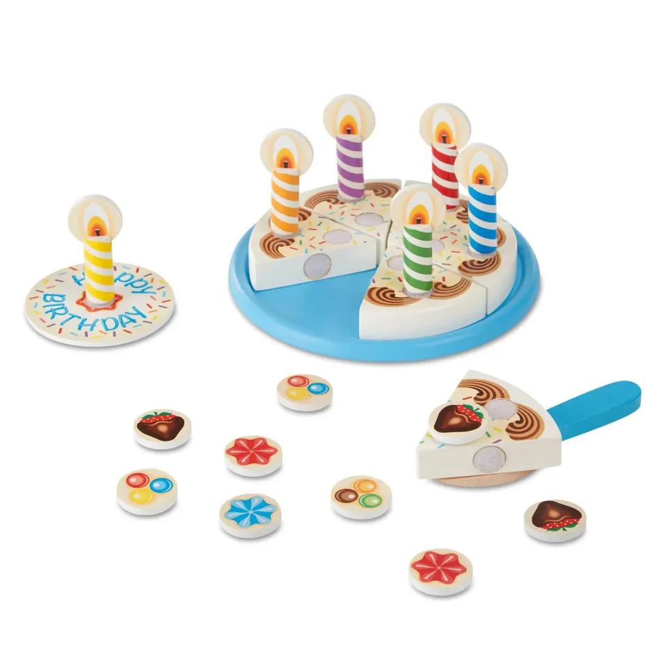 Melissa & Doug Geburtstagskuchen Spielset Holz 34-teilig schneidbar