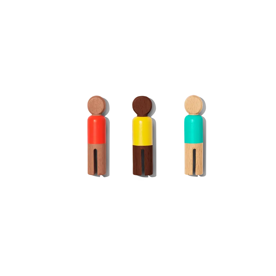 Lovevery Peg People Holzfiguren Blau Rot Gelb Ersatz