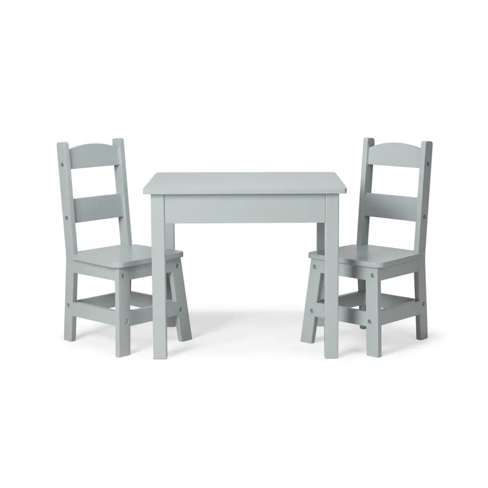 Melissa & Doug Holztisch mit 2 Stühlen Kindertisch Grau Holz