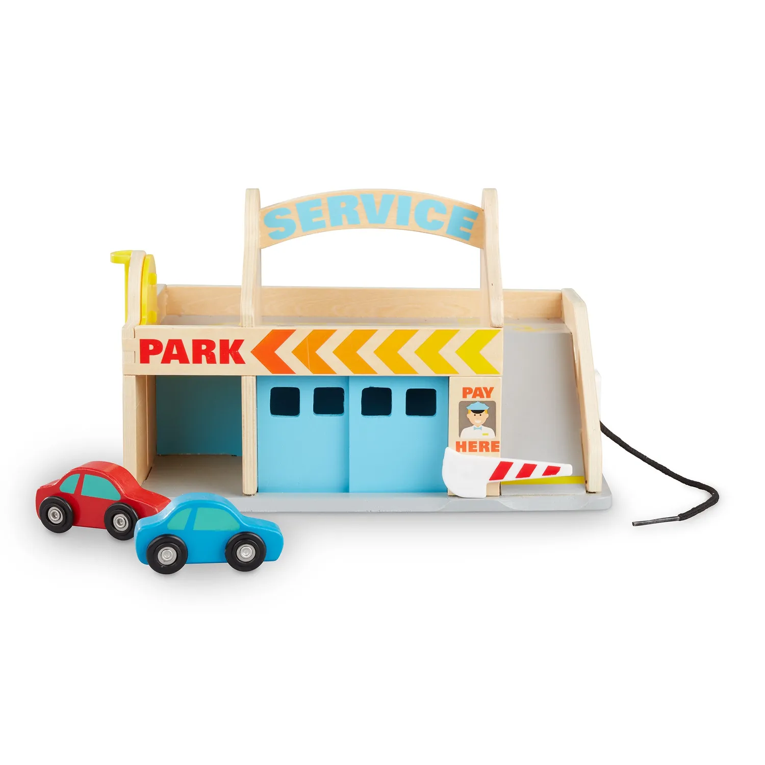 Melissa & Doug Service Station Parkhaus Holzspielzeug mit Autos