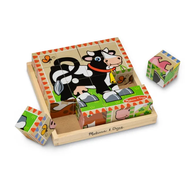 Melissa & Doug Farm Würfelpuzzle 16 Teile Holz