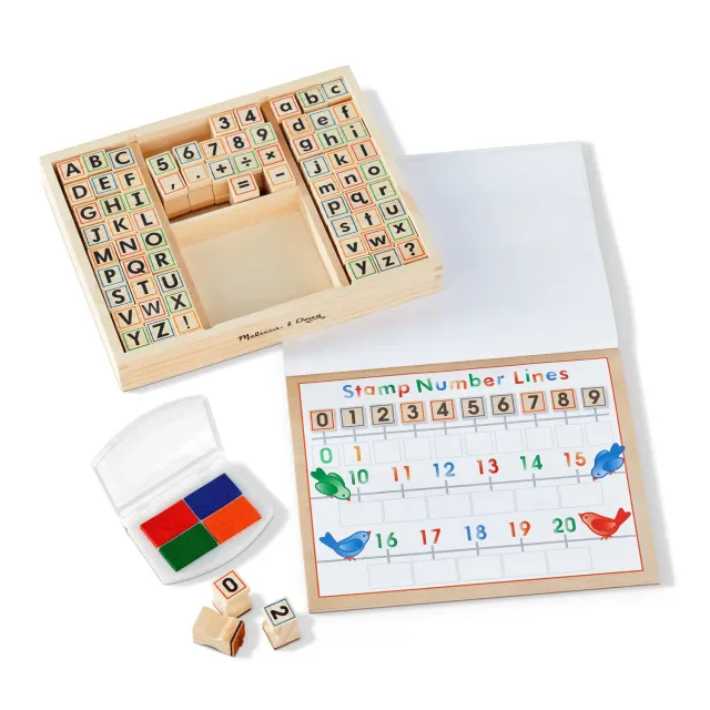 Melissa & Doug Deluxe Stempelset ABC 123 Holz 71-teilig