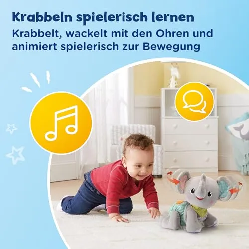 VTech Krabbel-mit-mir Elefant Plüschtier mit Musik 9-36 Monate