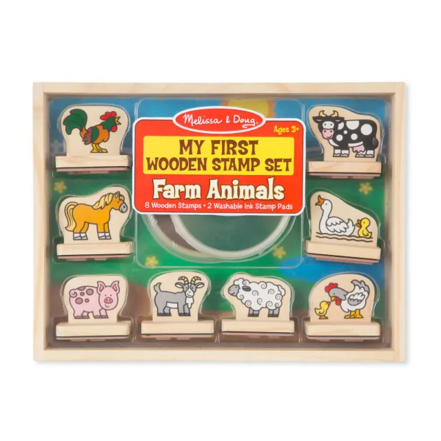 Melissa & Doug Farm Holzstempel Stempelset 8 Stempel