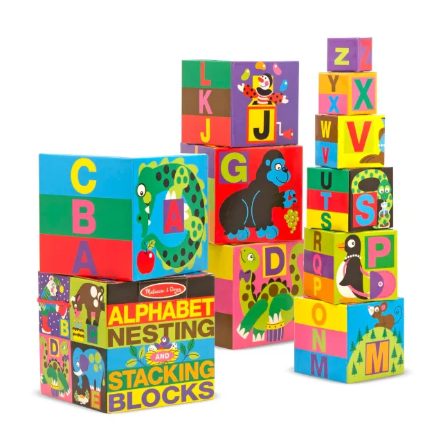 Melissa & Doug Alphabet Stapelblöcke 10er Karton stapelbar