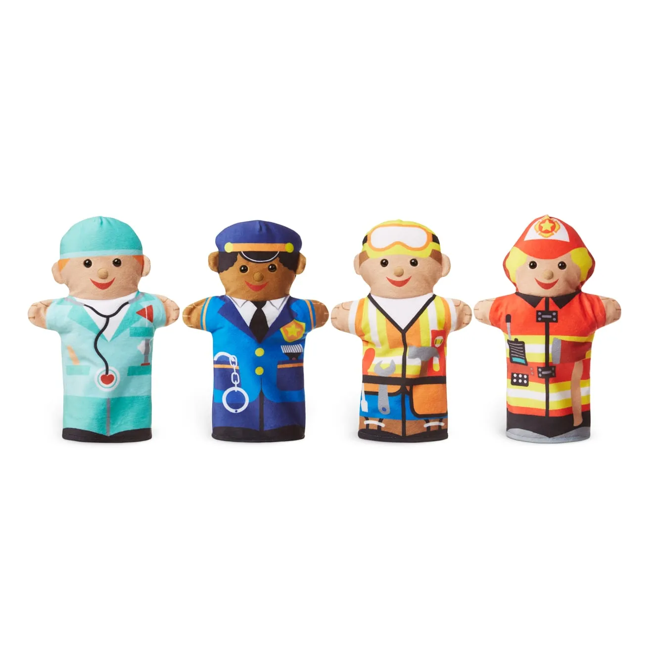 Melissa & Doug Jolly Helpers Handpuppen 4er Set Berufe Stoff