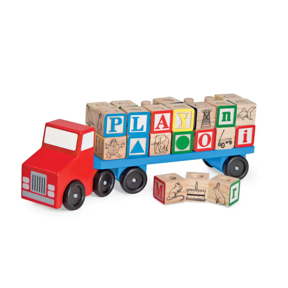Melissa & Doug Alphabet Truck Holzbausteine 28-teilig Buchstaben
