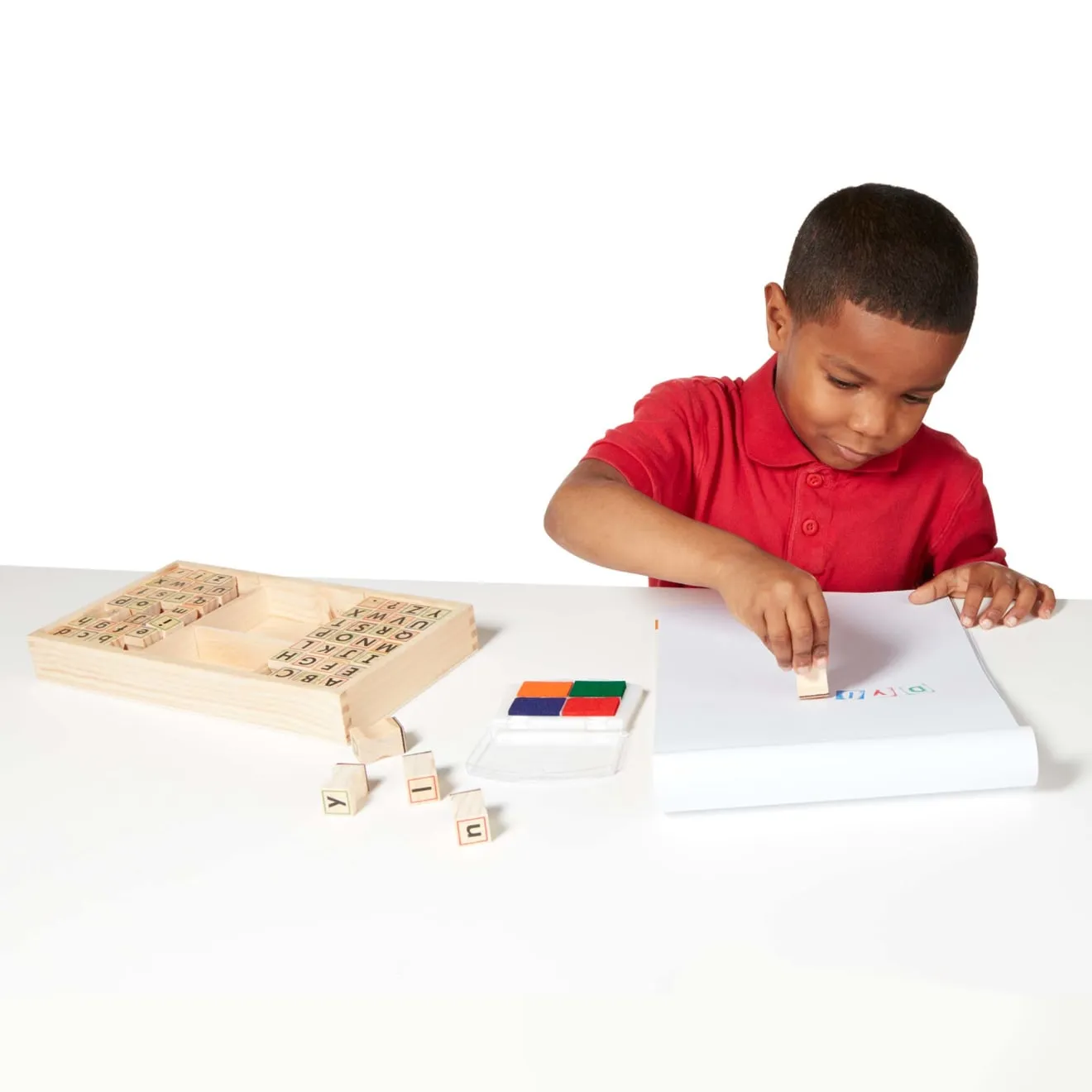 Melissa & Doug Alphabet Stempelset Holz 56 Stempel waschbar