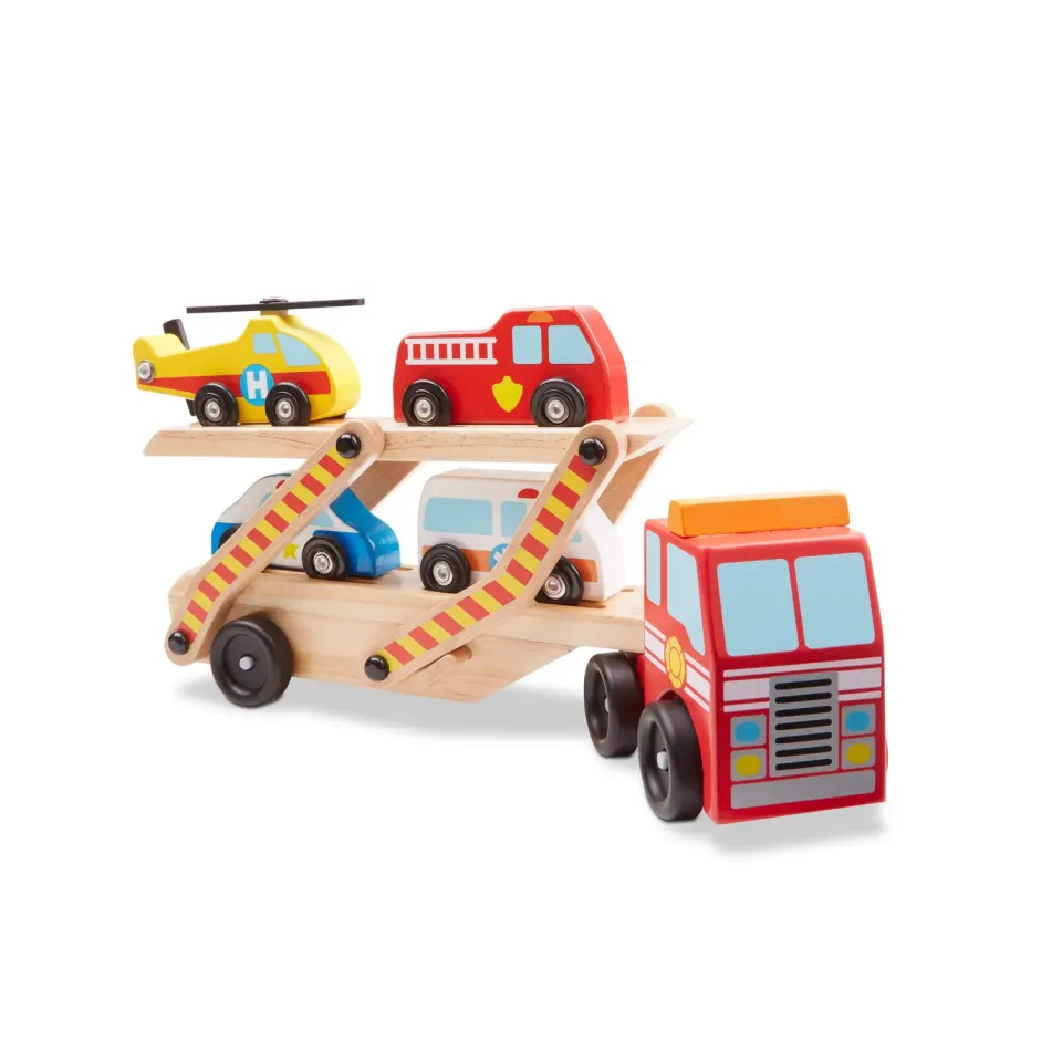 Melissa & Doug Emergency Vehicle Carrier Transporter Holz 4 Autos
