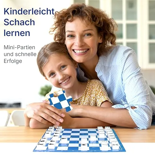 CUBES.ART Chess Junior Schachspiel Holz mit 12 Mini-Partien ab 5 J.