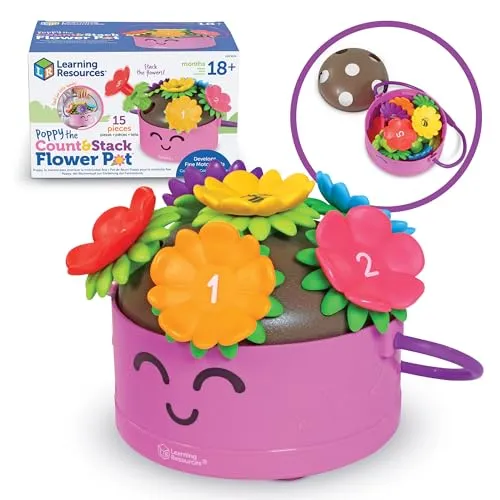 Learning Resources Poppy Blumentopf Steckspiel 15 Teile Farben Zählen