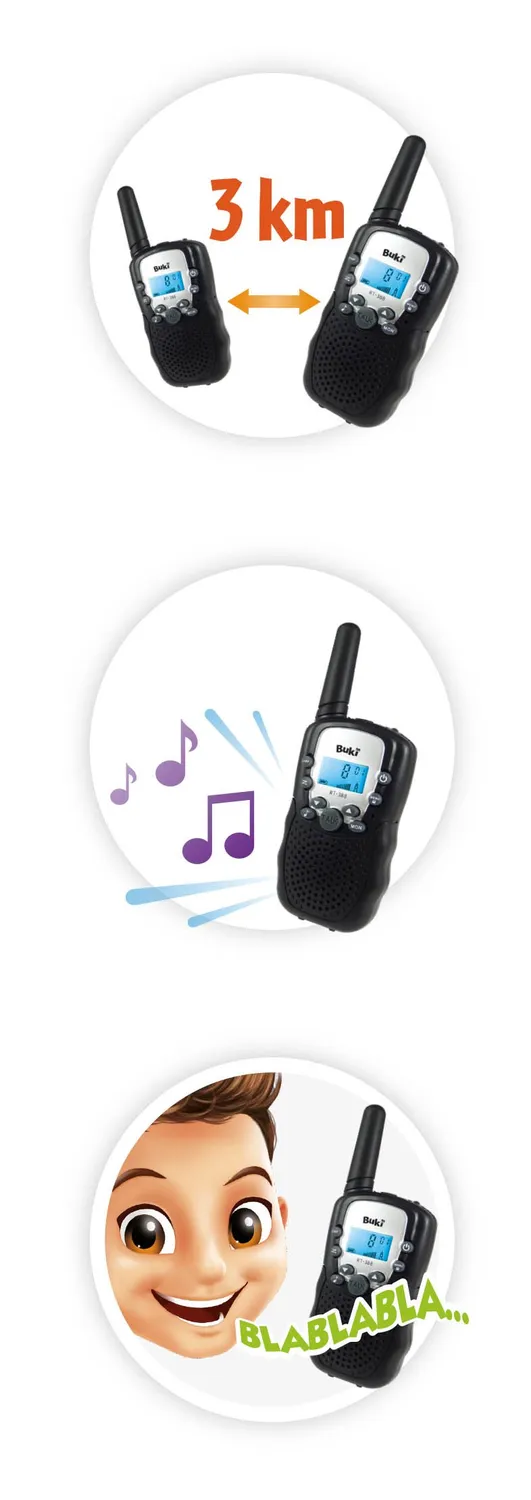 Buki TW01 Walkie Talkie Funkgerät 2er Set 3 km