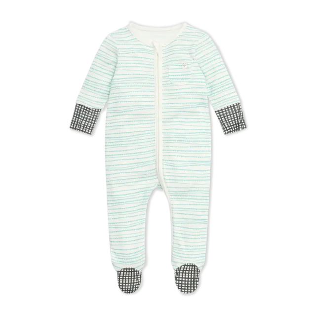 MORI Lovevery Scallop Striped Strampler 0-3 Monate Bambus