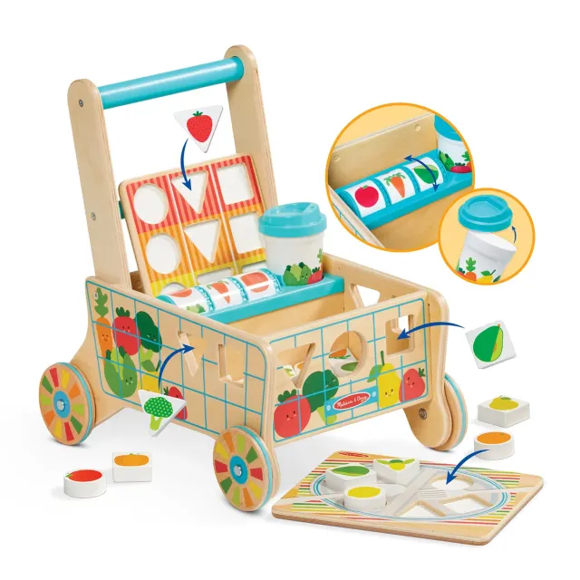 Melissa & Doug Wooden Shape Sorting Grocery Cart Einkaufswagen