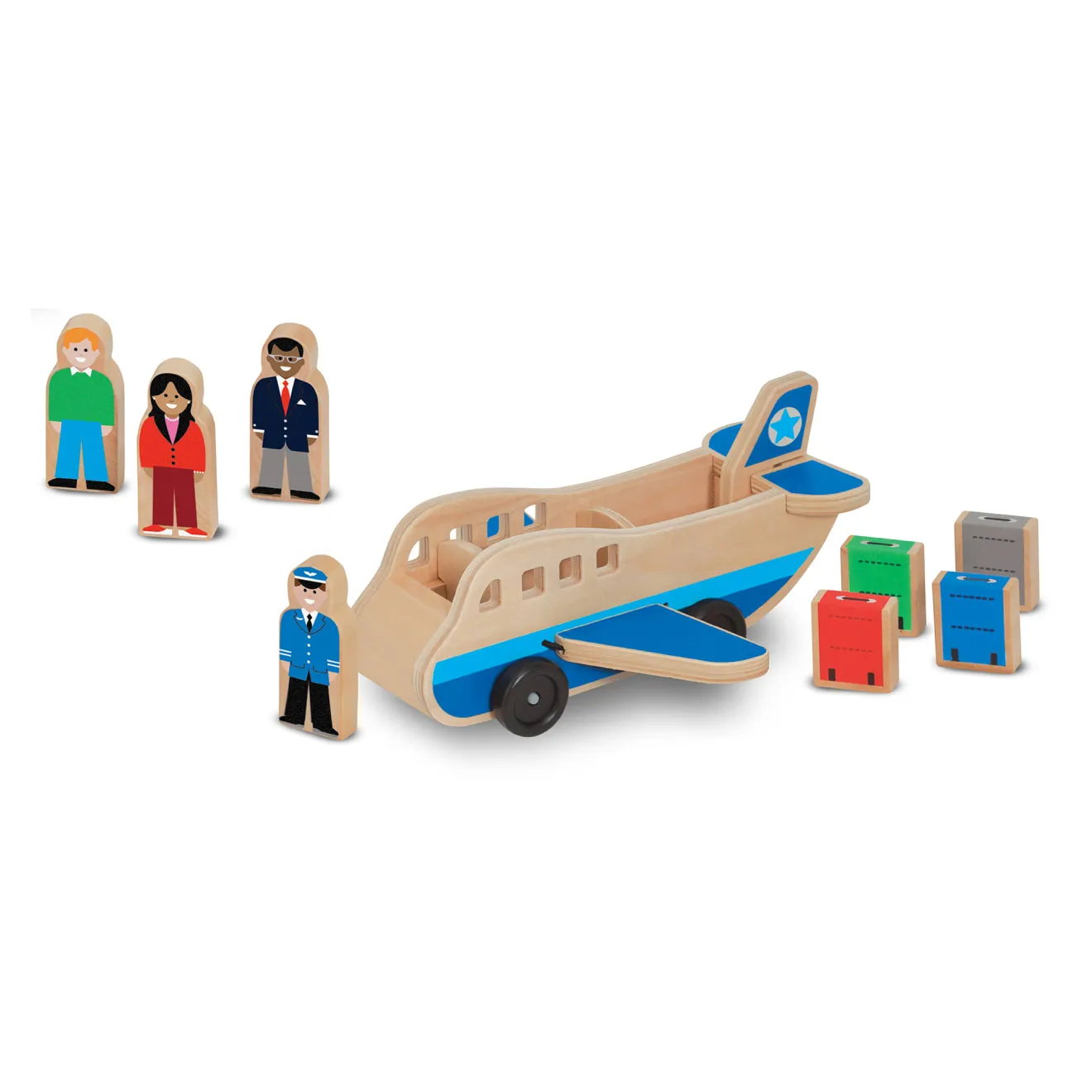 Melissa & Doug Wooden Airplane Holzflugzeug mit Figuren
