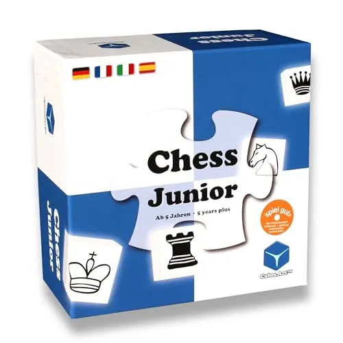 CUBES.ART Chess Junior Schachspiel Holz mit 12 Mini-Partien ab 5 J.