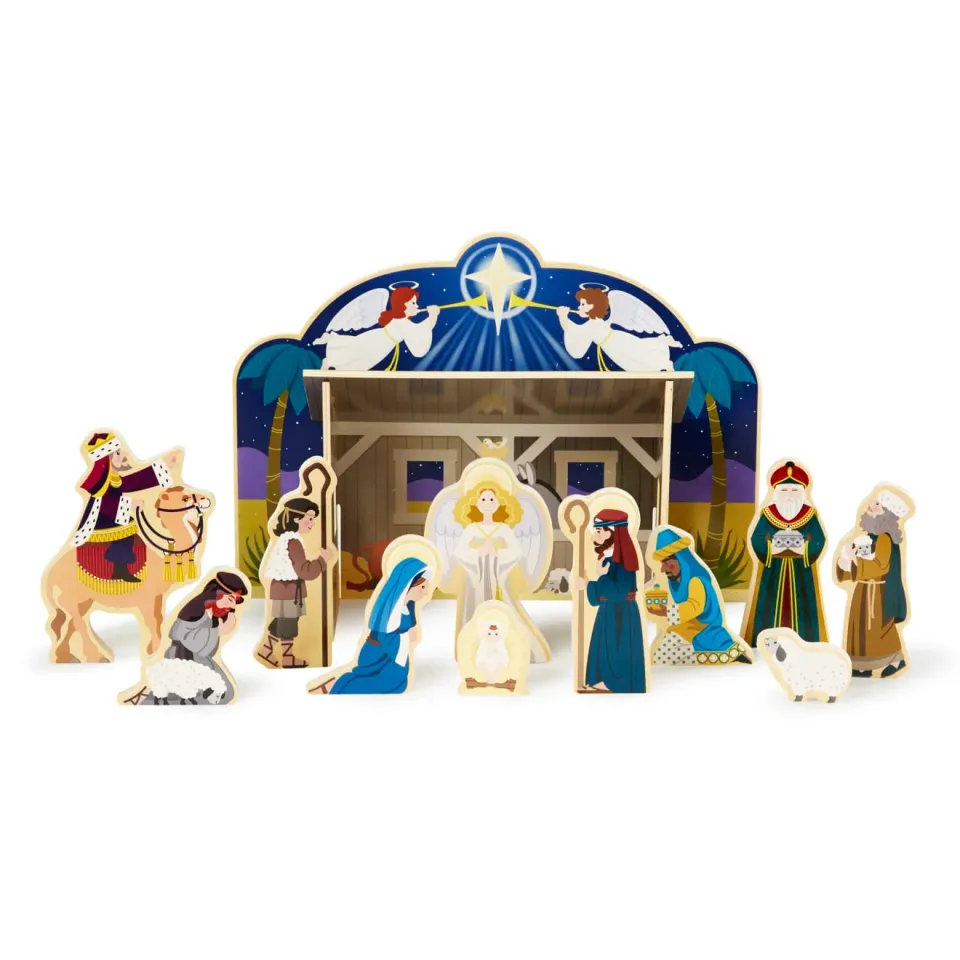 Melissa and Doug Wooden Christmas Nativity Krippenspiel Holz 15tlg
