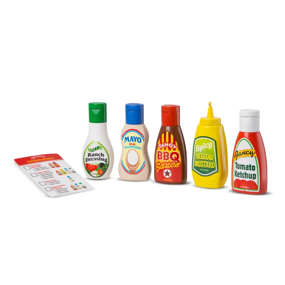 Melissa & Doug Favorite Condiments Spielessen 5 Soßenflaschen