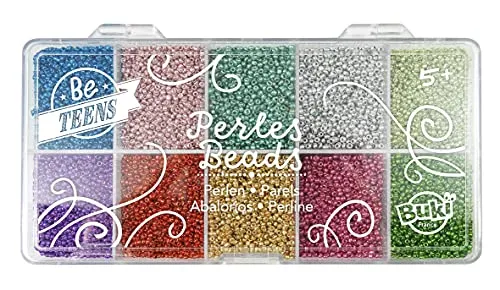 Buki Metallperlen PE013 Perlenbox 18 Farben 20g