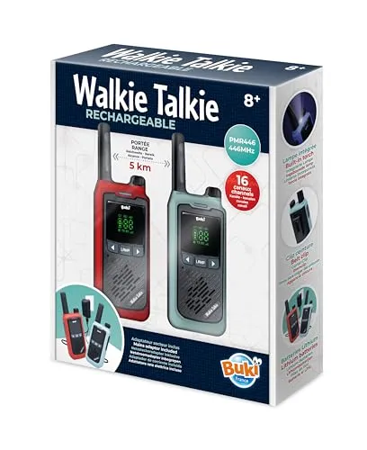 Buki TW05 Walkie Talkie schwarz 2er-Set 5 km wiederaufladbar