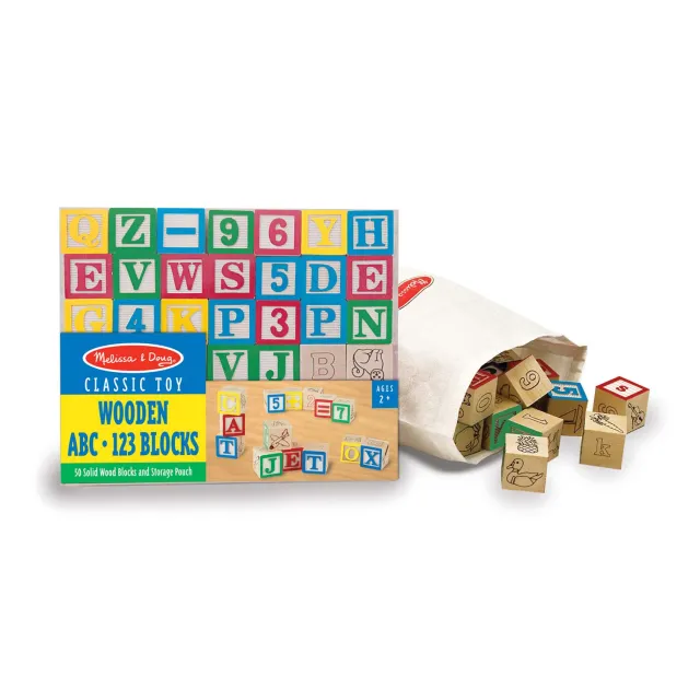 Melissa & Doug ABC 123 Blocks Holzbausteine 50-teilig