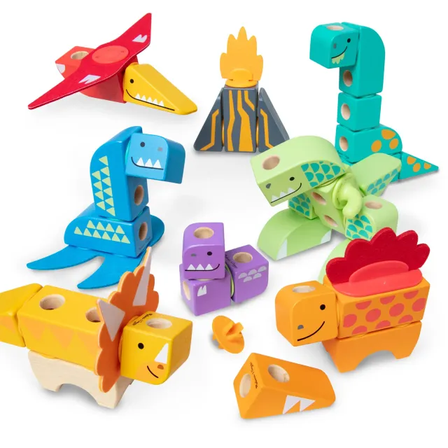 Melissa & Doug Blockables Dinosaurier Bausteine Holz Set