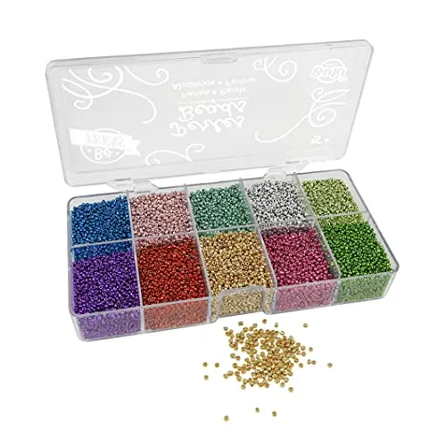 Buki Metallperlen PE013 Perlenbox 18 Farben 20g