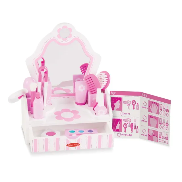 Melissa & Doug Beauty Salon Schminktisch Holz Spielset 18-teilig
