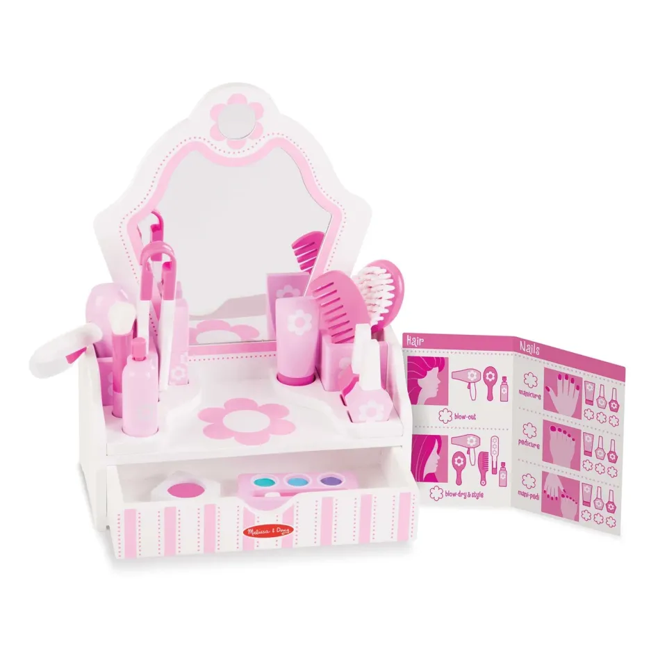 Melissa & Doug Beauty Salon Schminktisch Holz Spielset 18-teilig