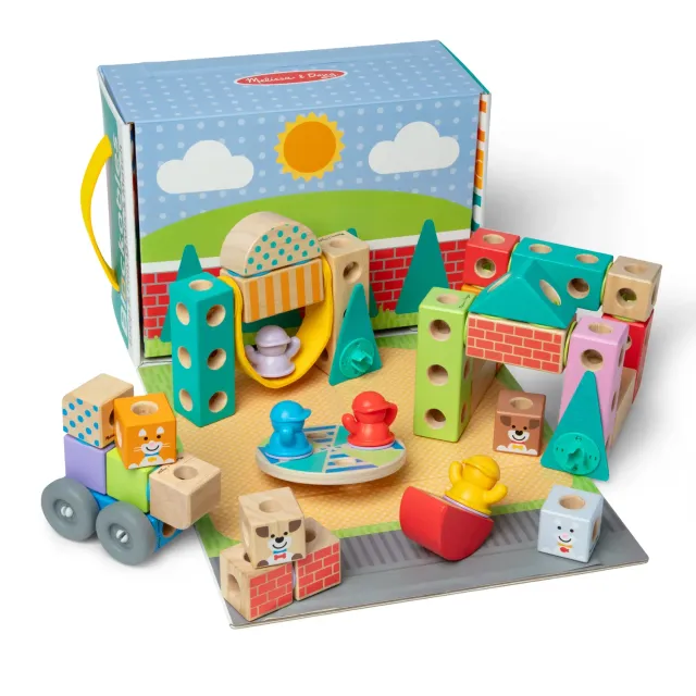 Melissa & Doug Blockables Town Play Set Bausteine 73-tlg Holz