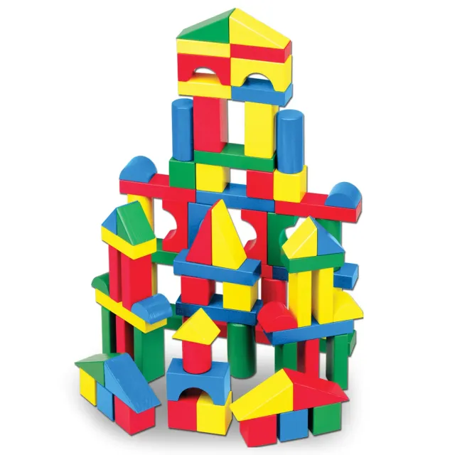 Melissa & Doug 100-Piece Wood Blocks Bausteine Holz bunt