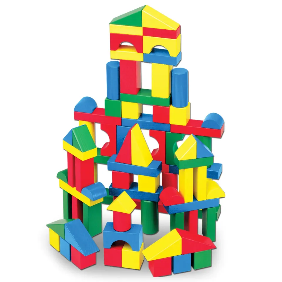 Melissa & Doug 100-Piece Wood Blocks Bausteine Holz bunt