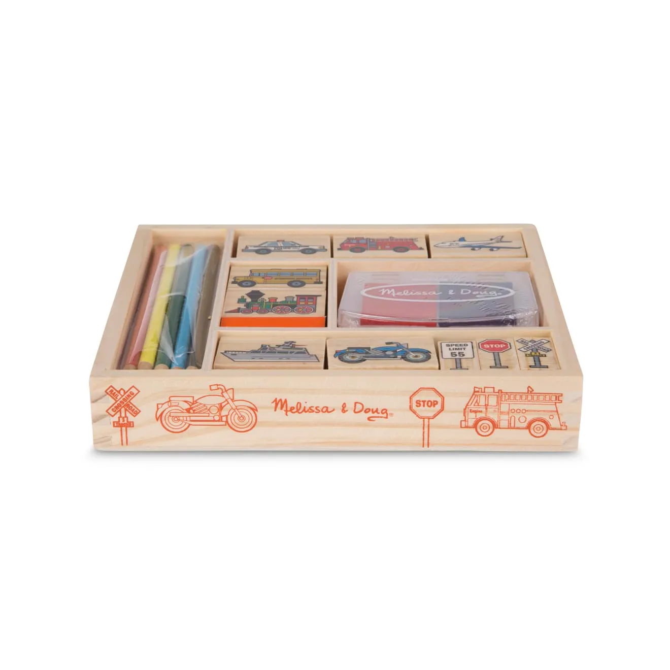 Melissa & Doug Wooden Stamp Set Stempelset Fahrzeuge