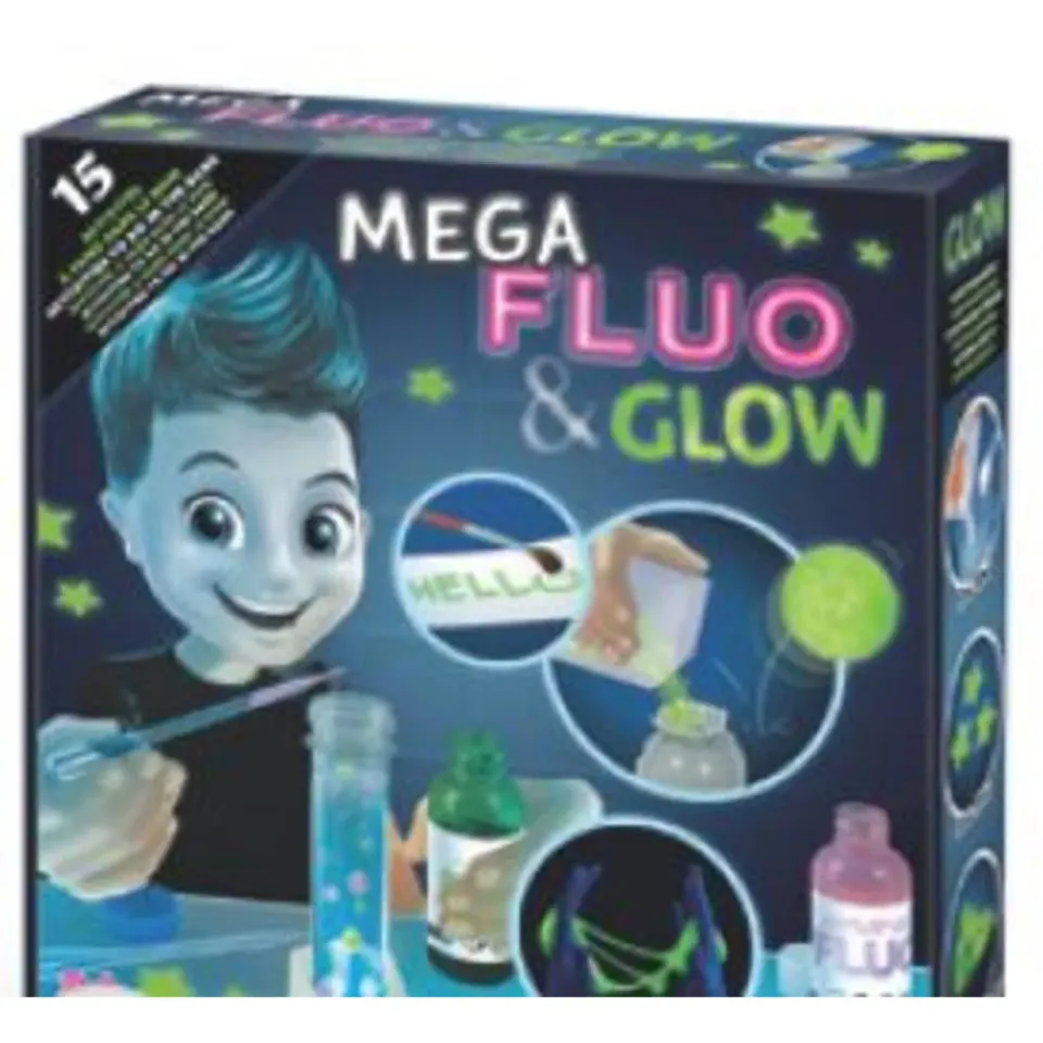 Buki 2162 Mega Glow & Fluo Experimentierkasten 15 Experimente